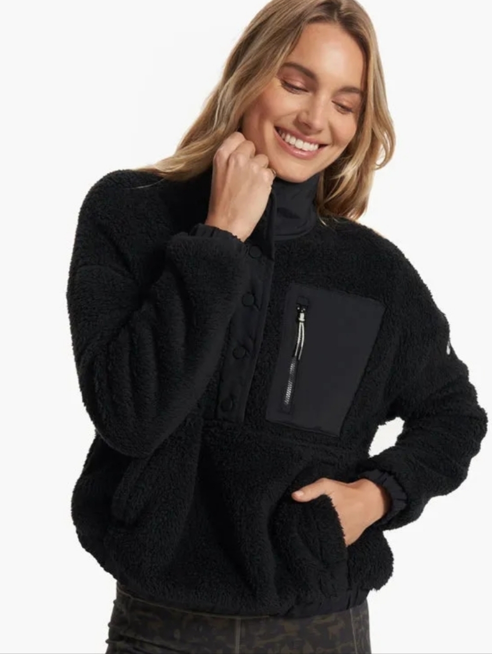 Vuori Sherpa Half Zip Pop Over Large Black